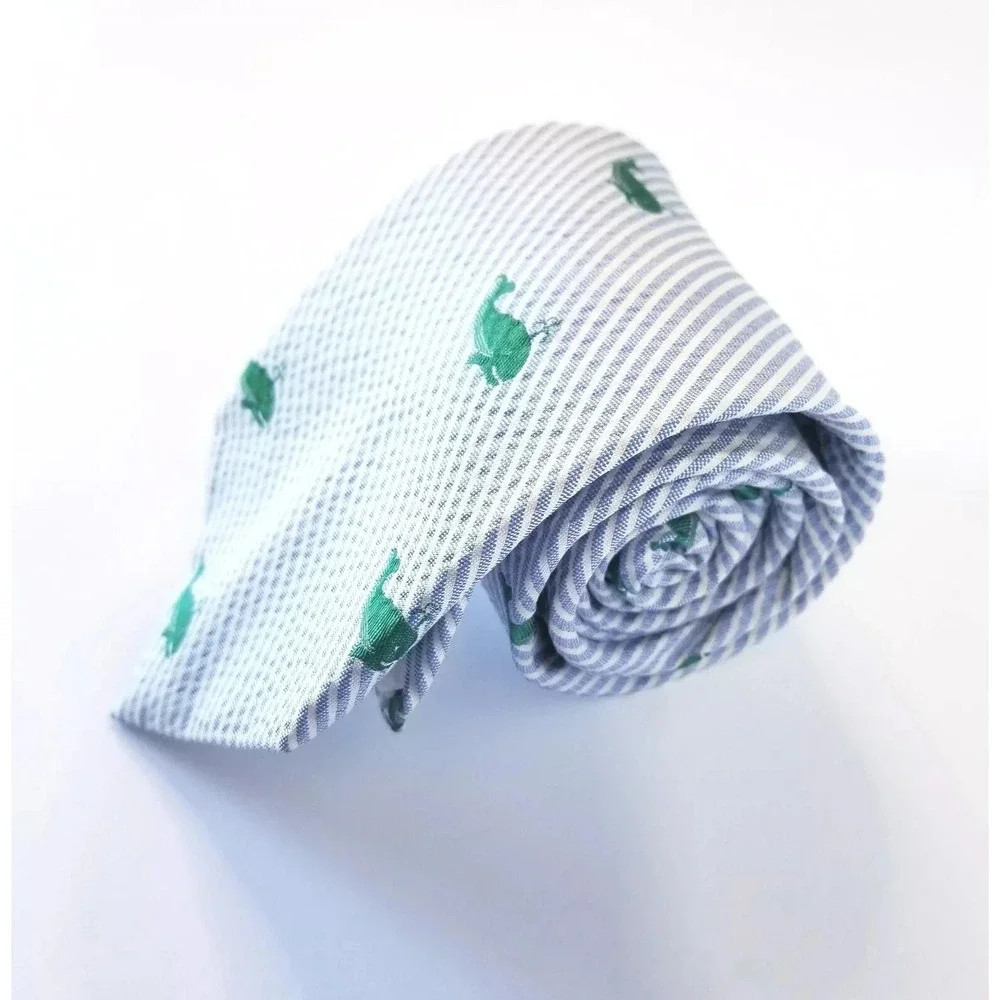 Mark Pendleton Silk Tie, Blue, White & Green Whale Print, NWT